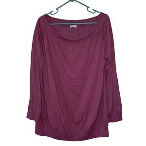 3/$20 Halife Elegant Women's Cranberry Off Shoulder Long Sleeve Top